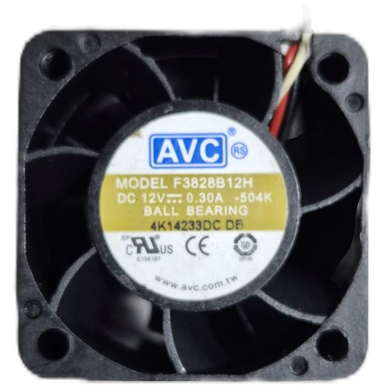 F38B12 AVC فن 3.8 در 3.8 میلی متر با قطر 2.8 میلی متر از برند AVC با ولتاژ کاری 12 ولت و جریان 0.3 آمپر